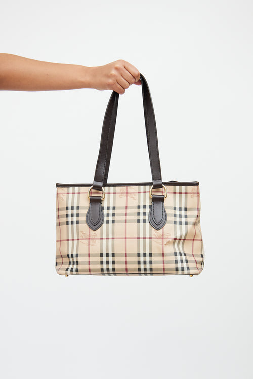 Beige Haymarket Check Regent Tote Bag