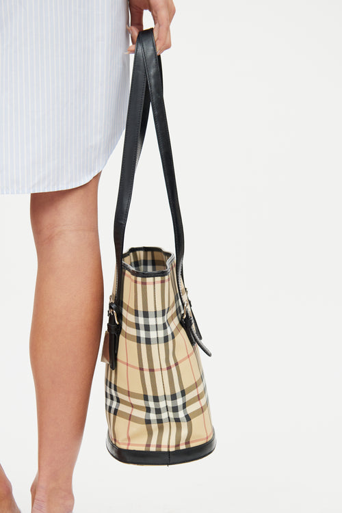 Burberry Beige House Check Bucket Bag