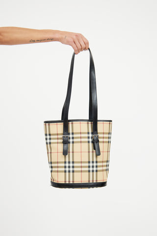 Burberry Beige House Check Bucket Bag