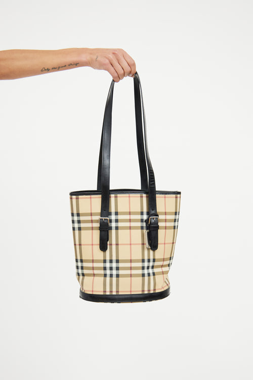 Burberry Beige House Check Bucket Bag