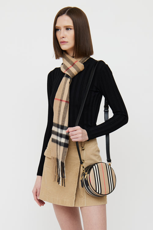 Burberry Black 
Brown Icon Stripe Louise Crossbody Bag