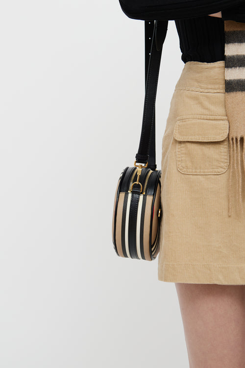 Burberry Black 
Brown Icon Stripe Louise Crossbody Bag