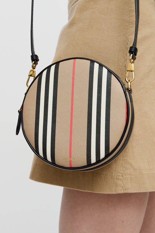 Burberry Black 
Brown Icon Stripe Louise Crossbody Bag