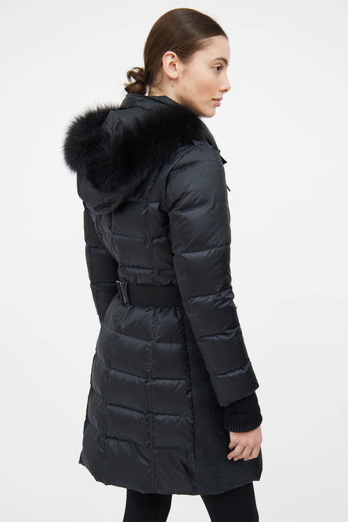 Burberry Black Fur Trim Down Coat