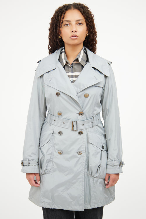 Burberry Grey Double Breasted Trench Coat