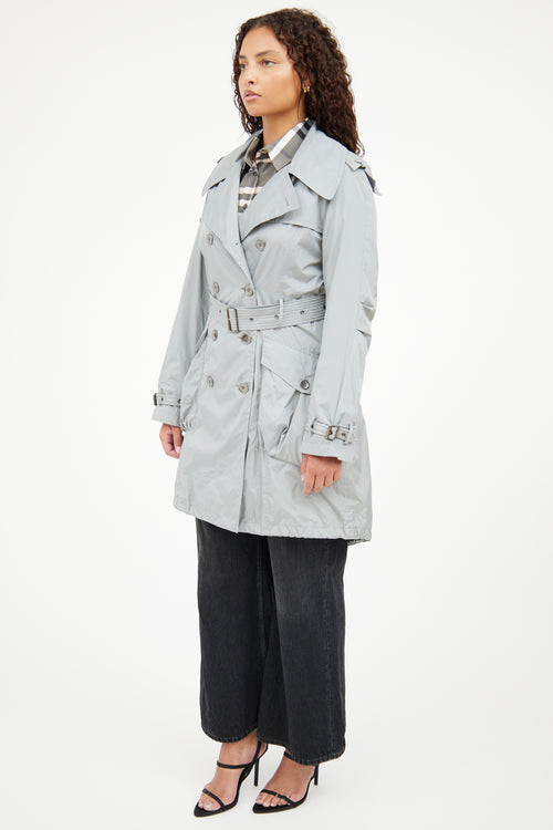 Burberry Grey Double Breasted Trench Coat