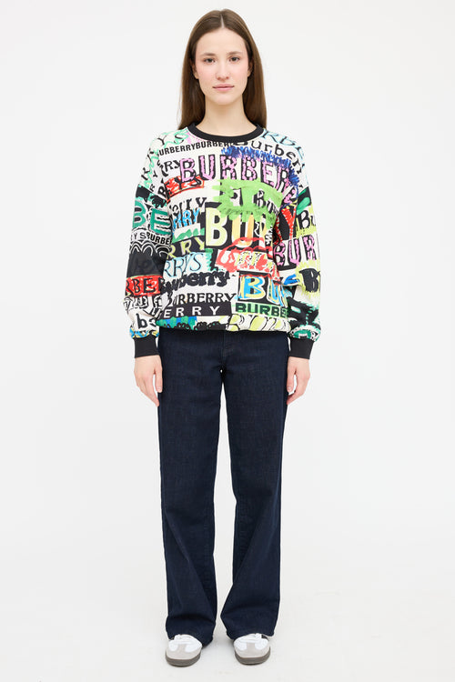 Burberry White 
Multicolour Graffiti Logo Sweatshirt