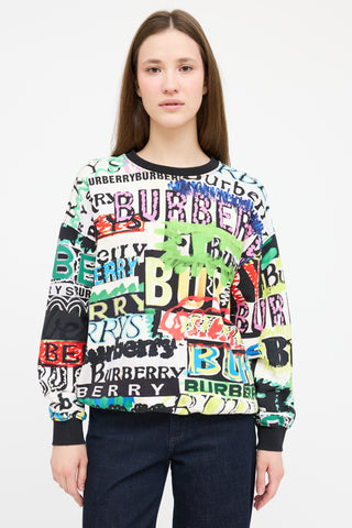 Burberry White 
Multicolour Graffiti Logo Sweatshirt