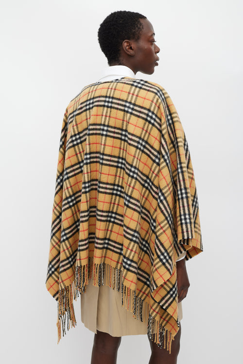 Burberry Brown 
Multicolour Cashmere Nova Check Shawl