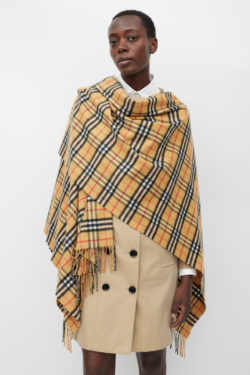 Burberry Brown 
Multicolour Cashmere Nova Check Shawl