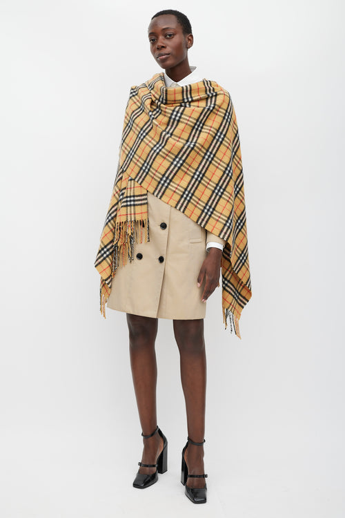 Burberry Brown 
Multicolour Cashmere Nova Check Shawl