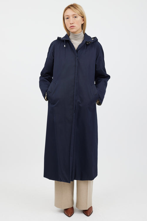 Burberry Navy 
Beige Hooded Coat