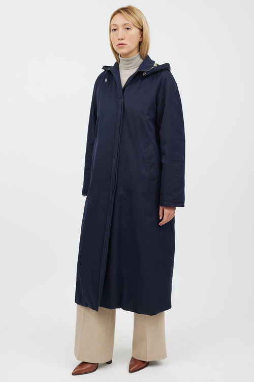 Burberry Navy 
Beige Hooded Coat