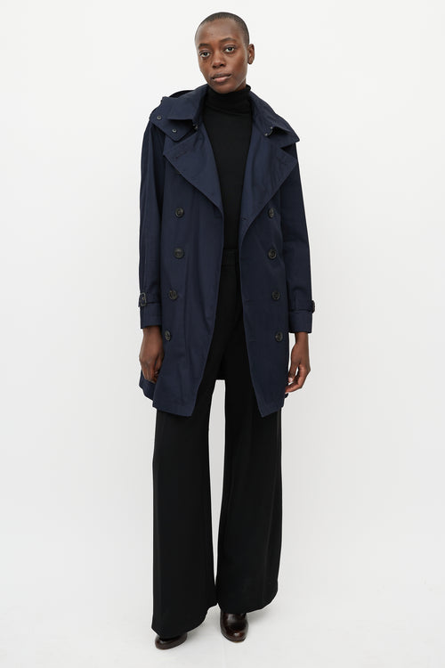 Burberry Navy Double Breasted Trench Coat