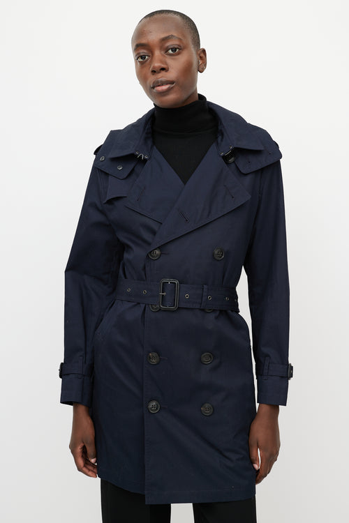 Burberry Navy Double Breasted Trench Coat