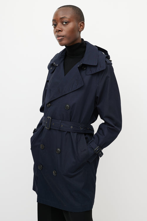 Burberry Navy Double Breasted Trench Coat