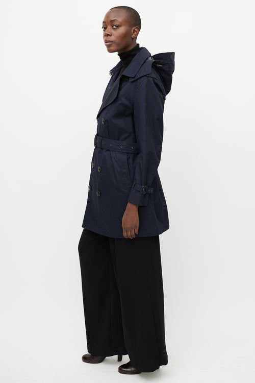 Burberry Navy Double Breasted Trench Coat