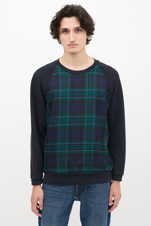 Burberry Navy 
Green Nova Check Crewneck