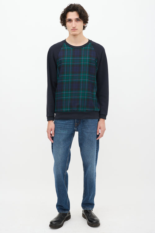 Burberry Navy 
Green Nova Check Crewneck