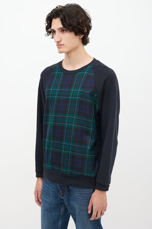 Burberry Navy 
Green Nova Check Crewneck