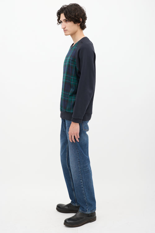 Burberry Navy 
Green Nova Check Crewneck