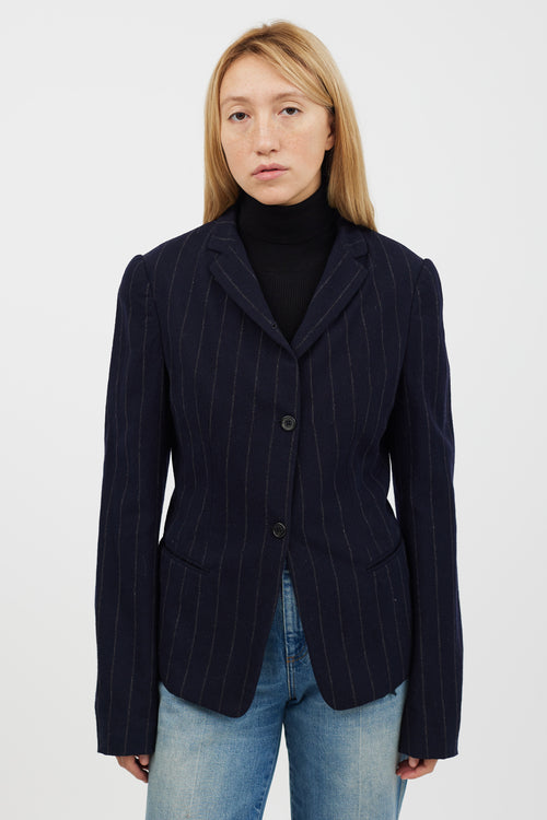 Burberry Navy 
Grey Striped Blazer