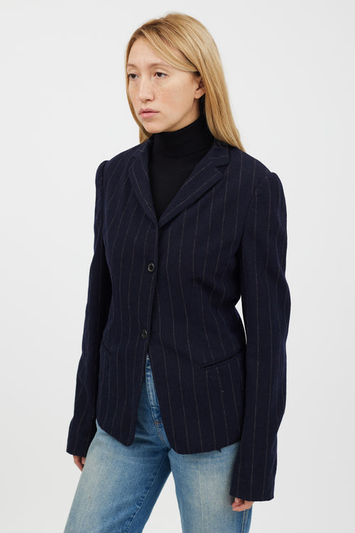 Burberry Navy 
Grey Striped Blazer