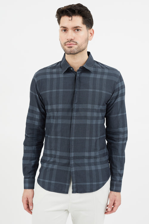 Burberry Navy 
Multicolour Plaid Shirt