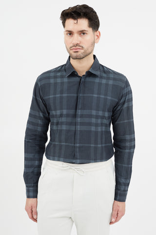 Burberry Navy 
Multicolour Plaid Shirt