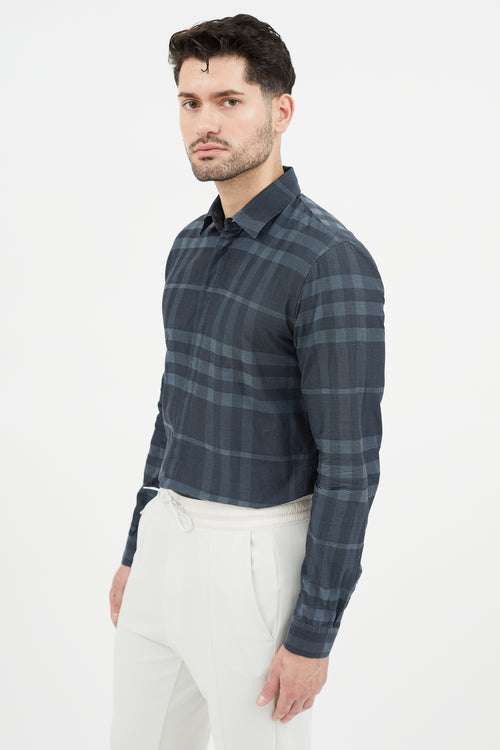 Burberry Navy 
Multicolour Plaid Shirt