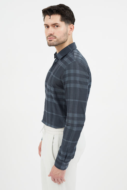 Burberry Navy 
Multicolour Plaid Shirt