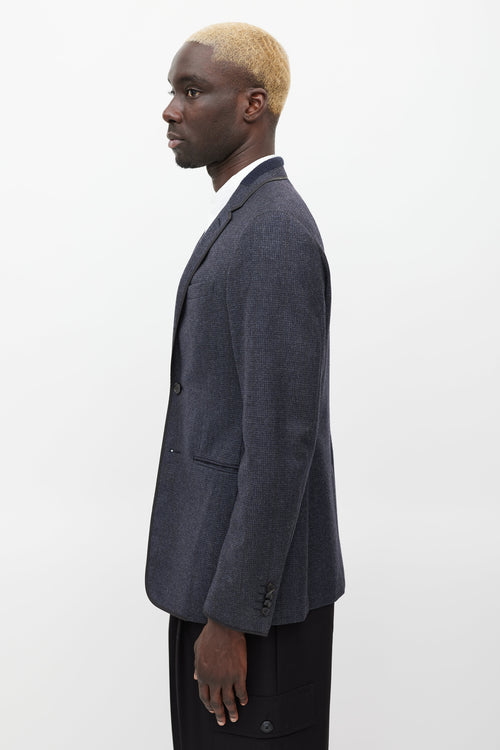 Burberry Navy Patterned Wool Blazer