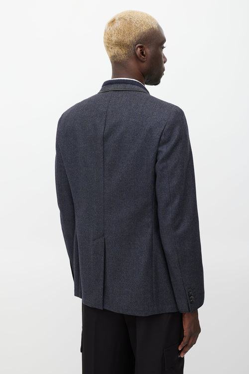 Burberry Navy Patterned Wool Blazer