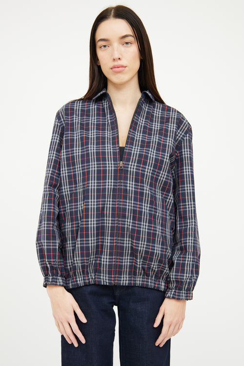 Burberry Navy 
Plaid Reversible Jacket