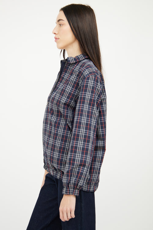 Burberry Navy 
Plaid Reversible Jacket