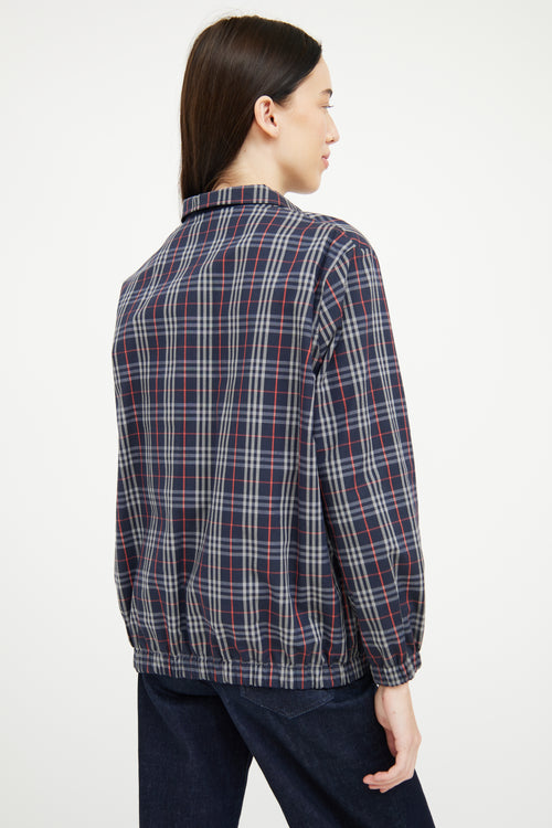 Burberry Navy 
Plaid Reversible Jacket