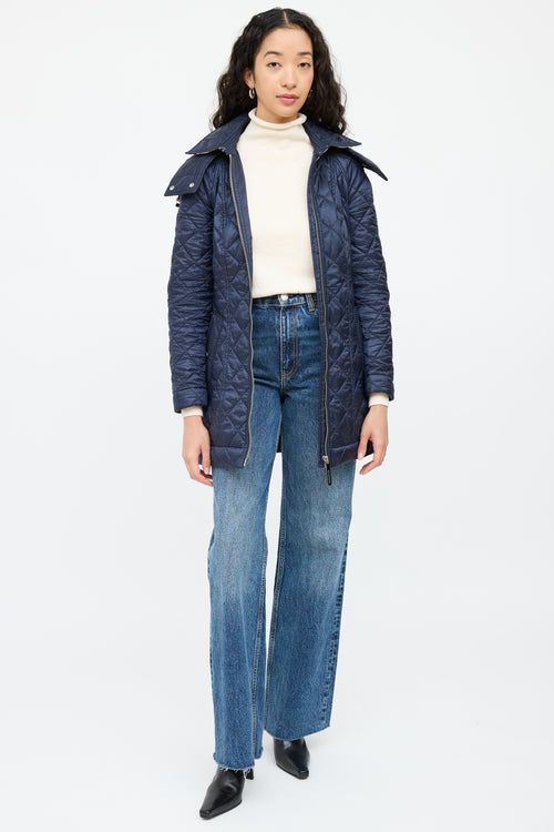 BurberryNavy Quilted Belted Coat