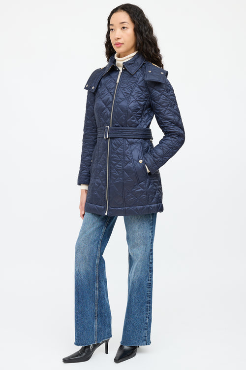 BurberryNavy Quilted Belted Coat