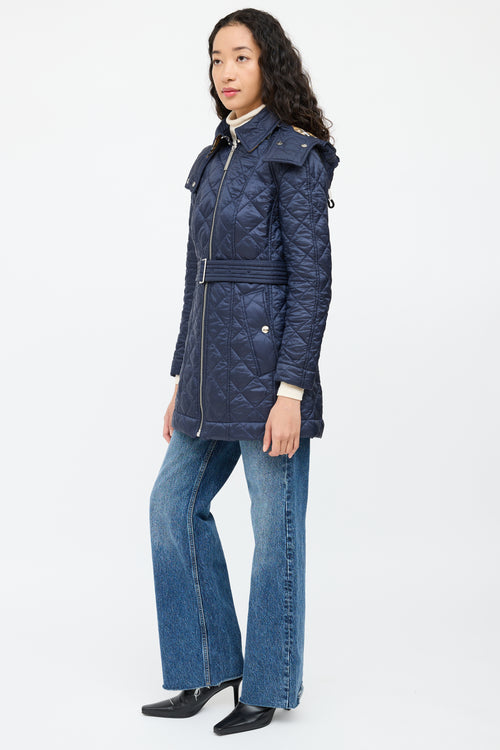 BurberryNavy Quilted Belted Coat