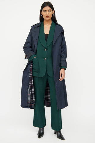 Burberry Navy Long Sleeve Trench Coat