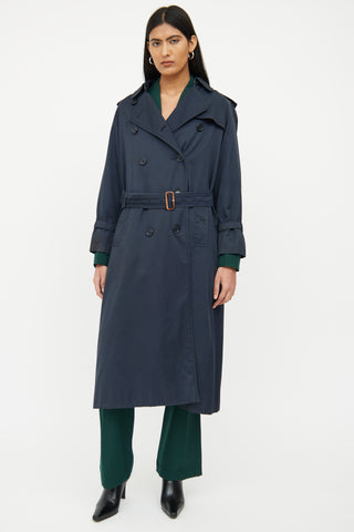 Burberry Navy Long Sleeve Trench Coat