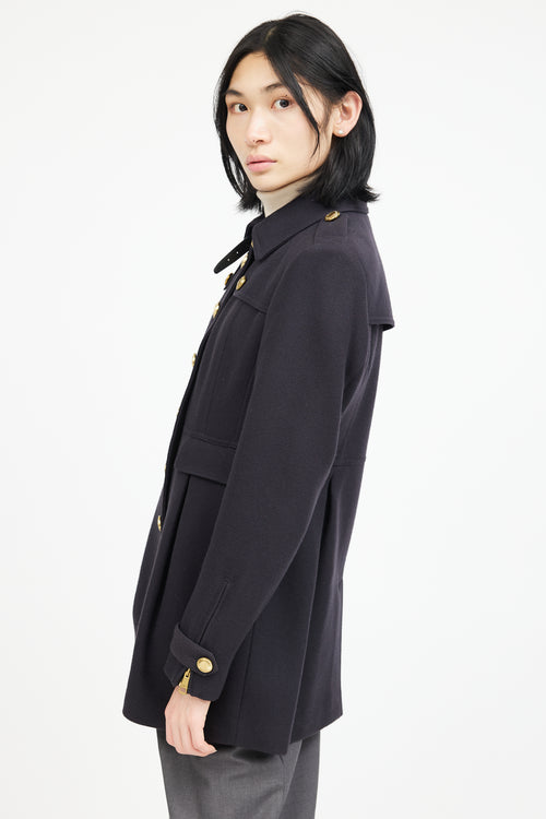 Burberry Navy 
Gold Wool Military Coat