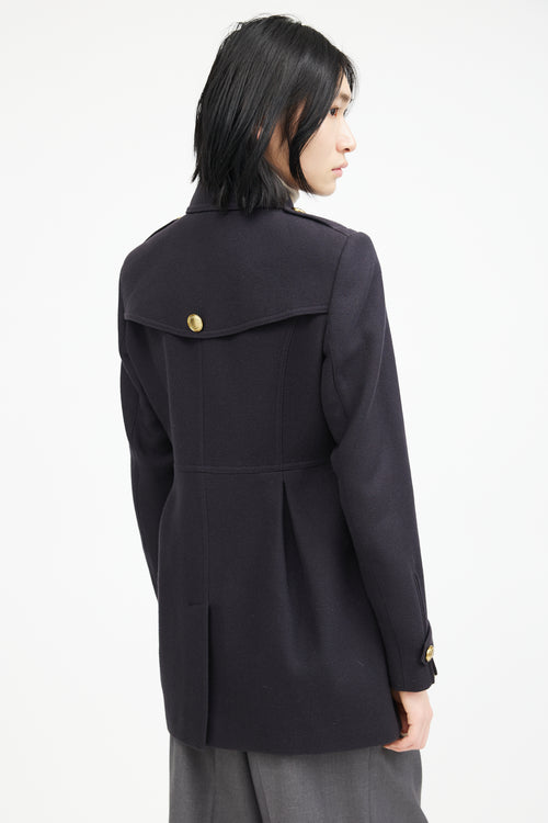 Burberry Navy 
Gold Wool Military Coat