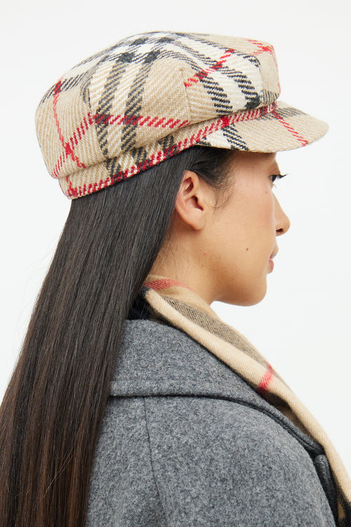 Burberry Beige Nova Check Newspaper Hat