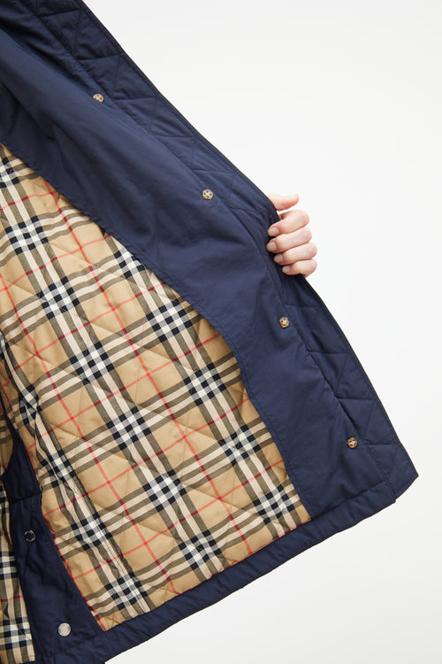 Burberry Navy Quilted Check Jacket