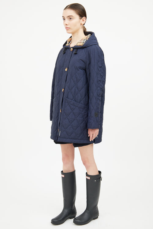 Burberry Navy Quilted Check Jacket