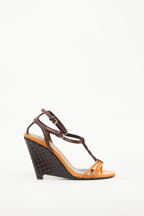 Orange 
Brown T-Strap Wedge Burberry