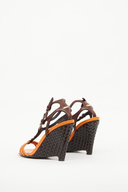 Orange 
Brown T-Strap Wedge Burberry