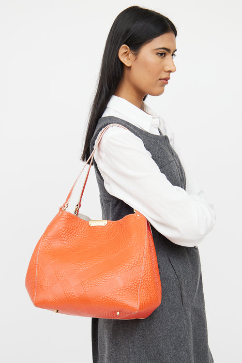 Burberry Orange Embossed Canterbury Tote Bag