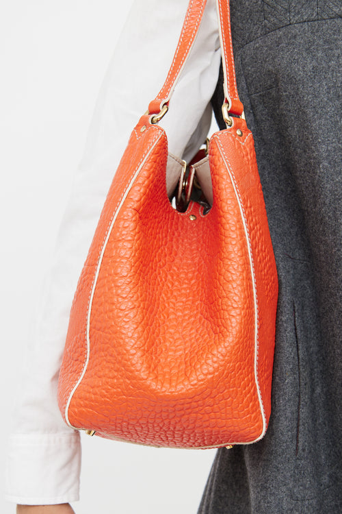 Burberry Orange Embossed Canterbury Tote Bag